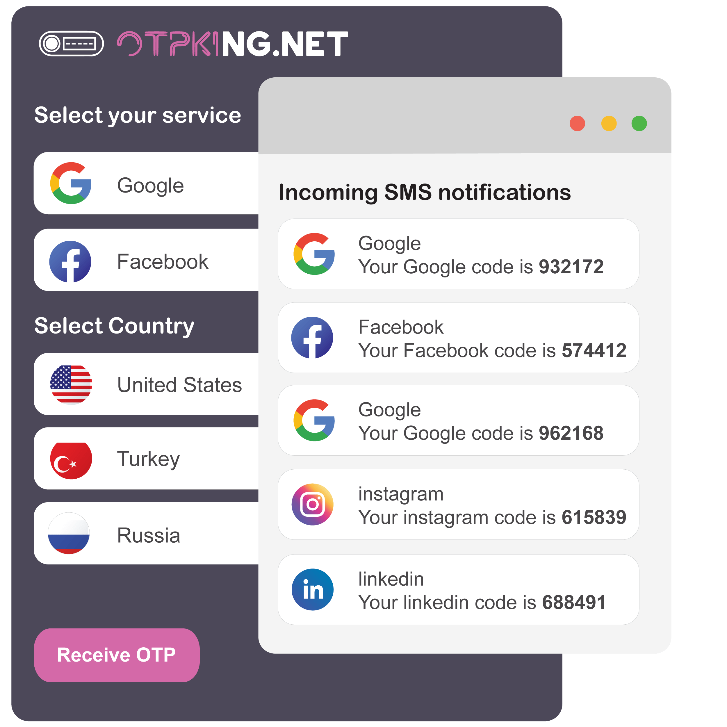 OTP King a thousand services available for SMS verification
